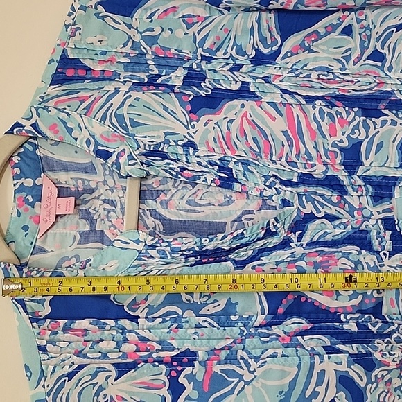 Lilly Pulitzer Preppy Dylan Tunic multi palm beach pop over blouse Size Medium - Picture 12 of 16